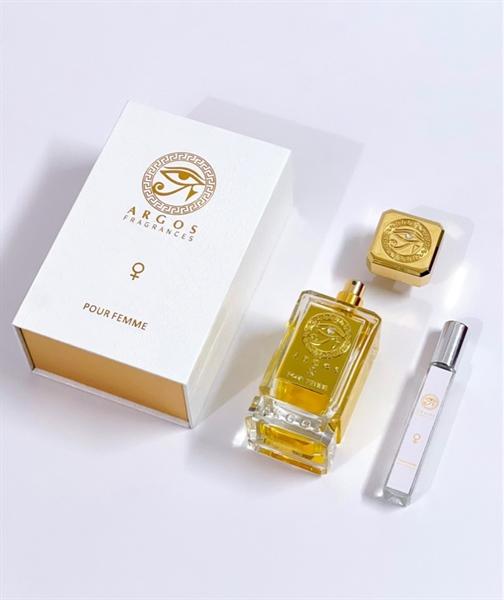 Chai Argos Pour Femme nắp điêu khắc vàng