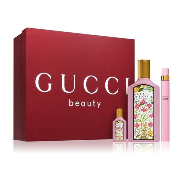 Set Gucci Flora hồng ba chai 100ml