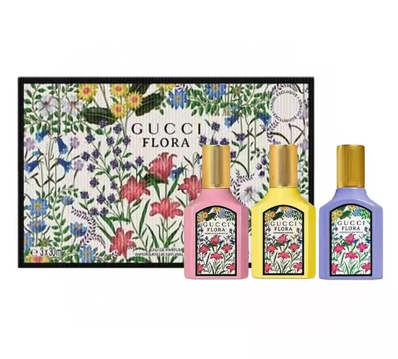 Bộ ba chai Gucci Flora 30ml vàng hồng tím