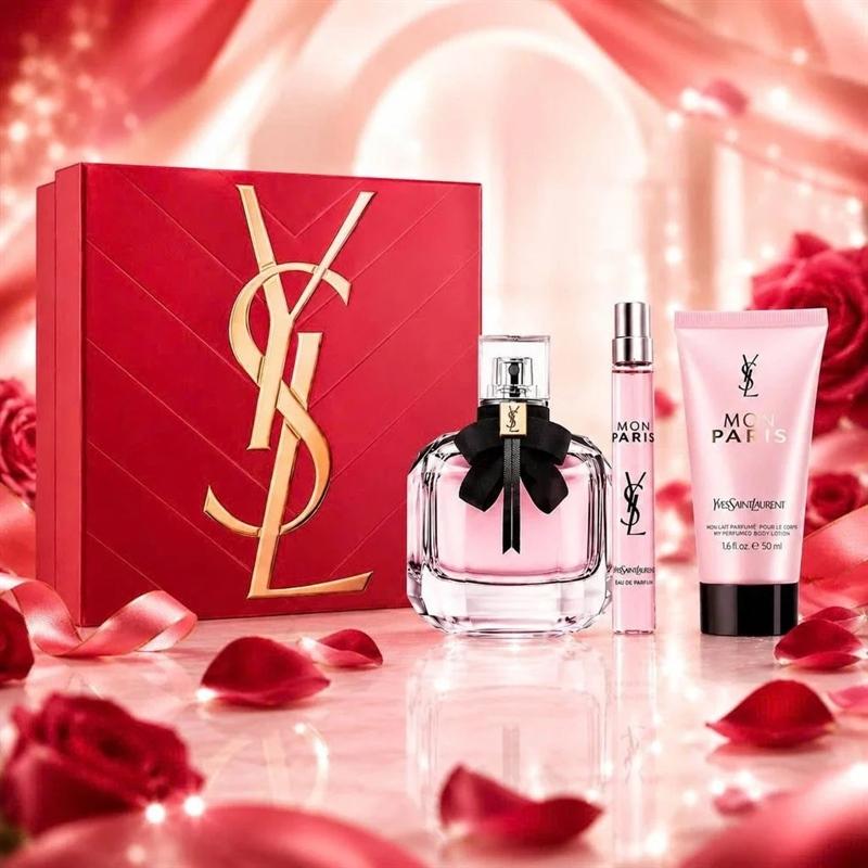 Bộ quà YSL Mon Paris EDP chai hồng và dưỡng thể